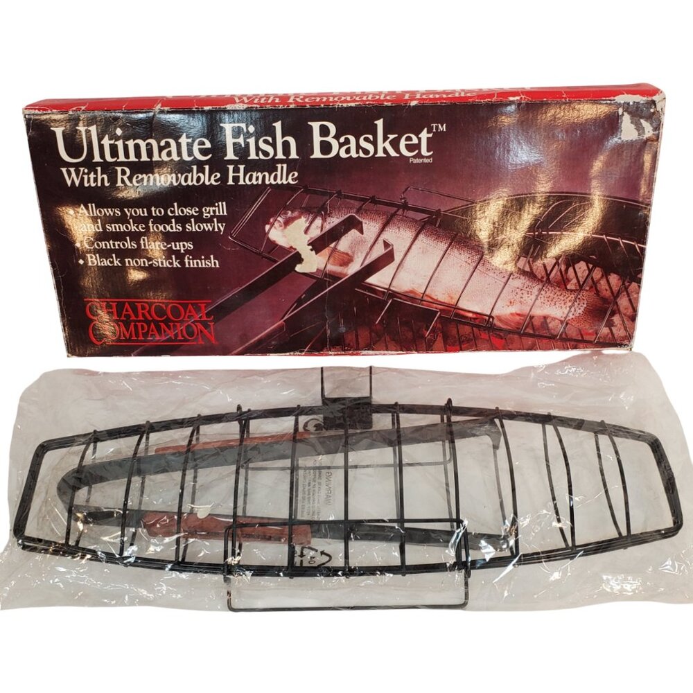Camping/Outdoor BBQ Grilling Cage. Ultimate Fish Basket w/ Removable Handle